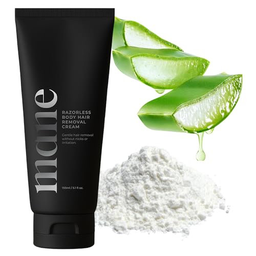 Superior Mane Razorless Hair Removal Cream for Men ? Painless Body & Intimate Hair Removal, No Razor Burn ? Rinse-Free Formula with Cooling Effect, Aloe Vera, Witch Hazel & Green Tea ? 150ml