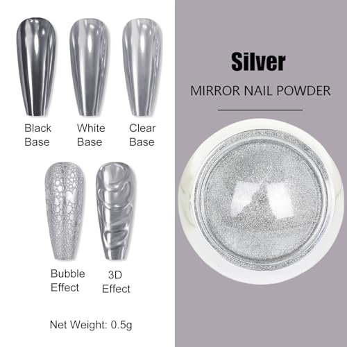 Gold & Silver Chrome Nail Powder Set - Metallic Mirror Effect