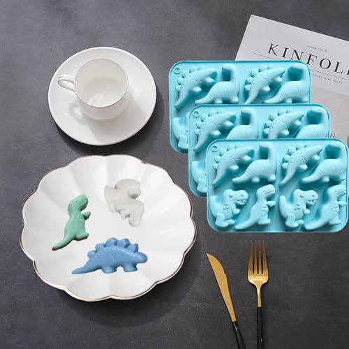 Nexolia Silicone Dinosaur Molds - 3 Pcs Non-Stick Baking Set