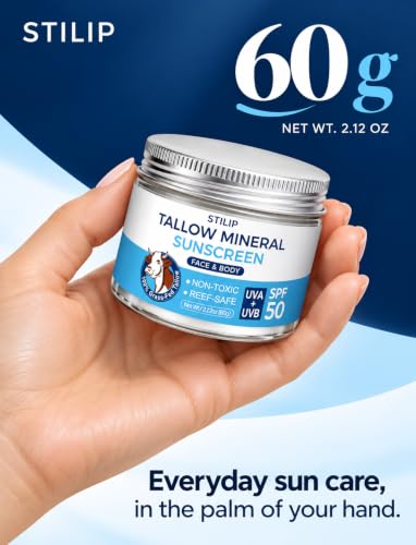 Beef Tallow SPF 50 Mineral Sunscreen for Face & Body, 2.12 oz