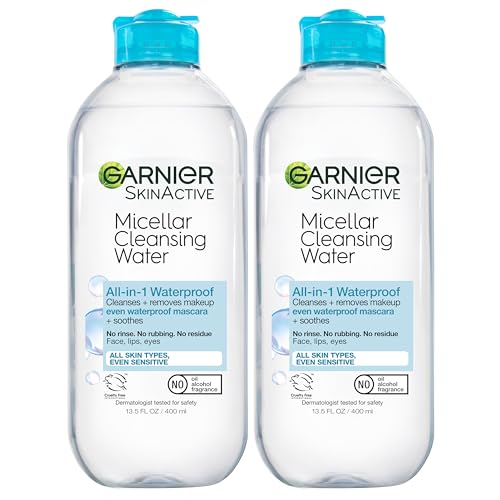 Garnier Waterproof Micellar Water 2-Pack, 13.5 Fl Oz - Makeup Remover for Sensitive Skin
