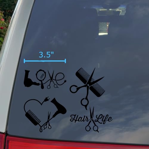 Slaced Hair Stylist Decal 4 Pack Small ~3.5" - Black Hairdresser Wall Decor