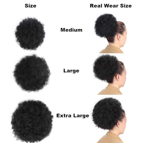AISI QUEENS Large Kinky Curly Afro Puff Ponytail Extension - Black