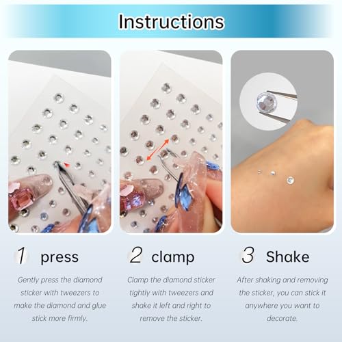 YUFUDUO 683 Pcs Multi-Color Self-Adhesive Face & Body Gems - Mermaid Suit Variant