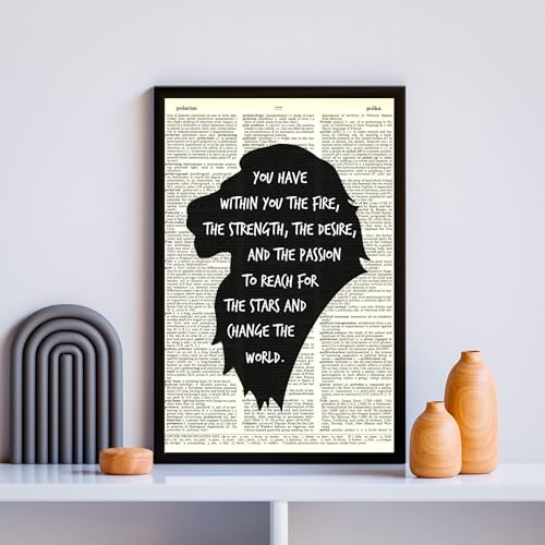 Inspirational Lion Quote Wall Art Print on Vintage Dictionary Page