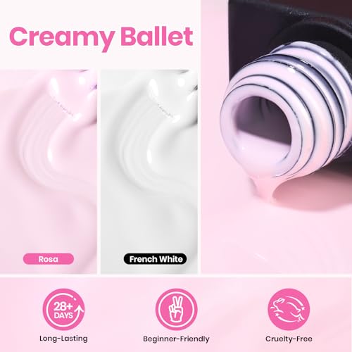 Beetles Gel Nail Polish Kit - 6 Pcs White & Pink with UV Light