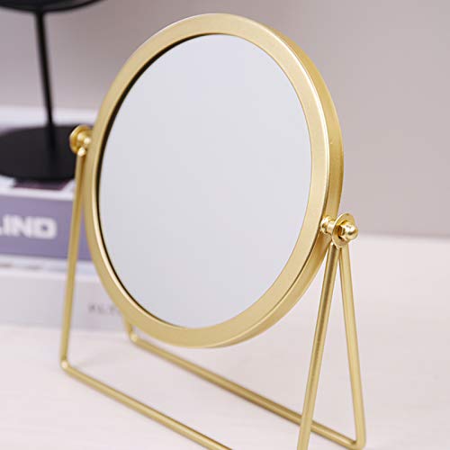 Golden 360° Swivel Makeup Mirror - Round Desktop Stand Mirror