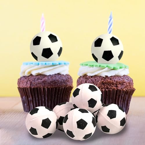 28pcs Mini Soccer Ball Cake Toppers for Birthday Parties