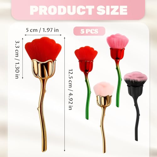 5-Pack Nail Dust Brushes - Soft & Dense for Nail Art & Cleanup