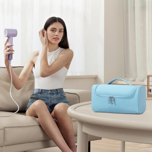 Portable Travel Case for Dyson Airwrap - Sky Blue Organizer with Hook