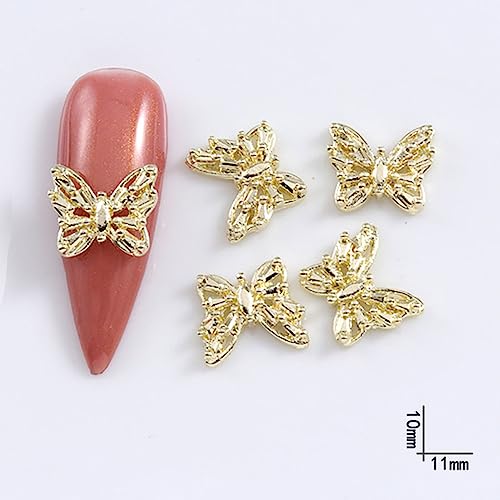 Gold & Silver 20Pcs Butterfly Nail Charms Set for Nail Art - 3D Rhinestones DIY Decoration