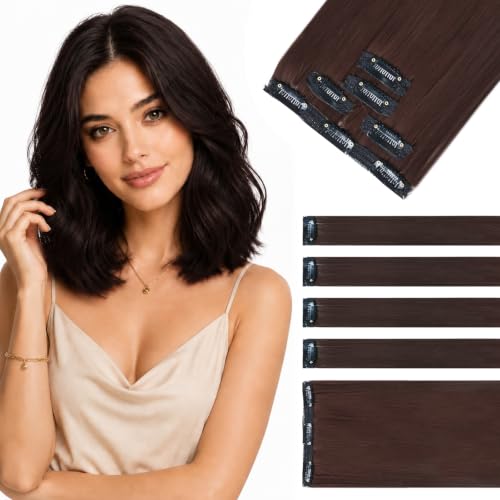 FIREFLYI 18-Inch Short Clip-In Hair Extensions, 5-Piece Volumizing Set