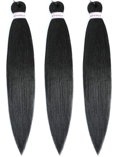 Alrence Pre-Stretched Braiding Hair 30 Inch - 3 Packs 1B# for Knotless Braids