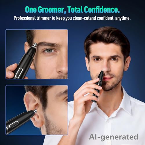 Men Women Nose & Ear Hair Trimmer with LED Display, USB Rechargeable, Waterproof
