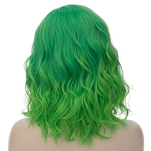 Ruina 14'' Green Short Curly Wavy Bob Wig - Synthetic Party Hair