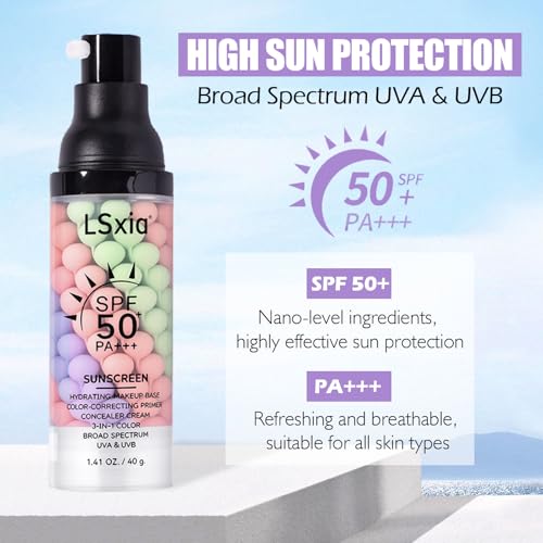 LSxia 3-in-1 Color Correcting Primer with SPF 50 - Oil Control Moisturizer