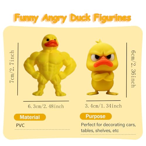Funny Angry Duck Figurines - 2-Pack Cute Desk Decor