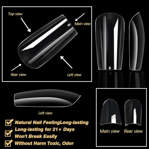 Cycullinyt 600pcs Soft Gel Nail Tips - Professional Clear Acrylic Press-On for DIY Manicure