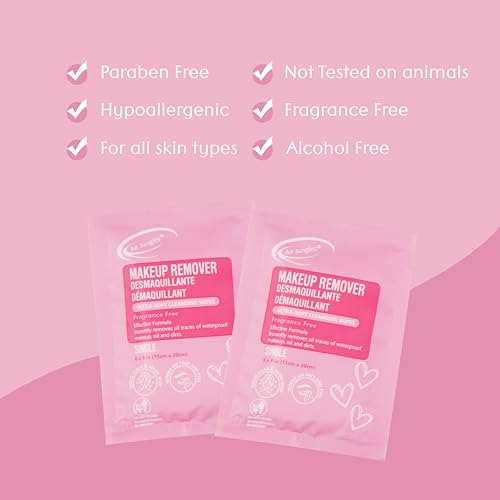 Air Jungles Pink Micellar Makeup Remover Wipes - 75 Ct, Pack of 3, Individually Wrapped
