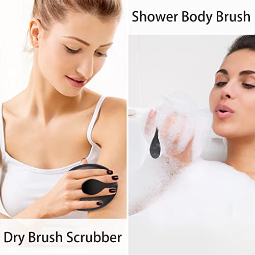 VANZAVANZU Dry Brushing Body Exfoliating Brush - Non-Slip Shower Scrubber, 2 Pack