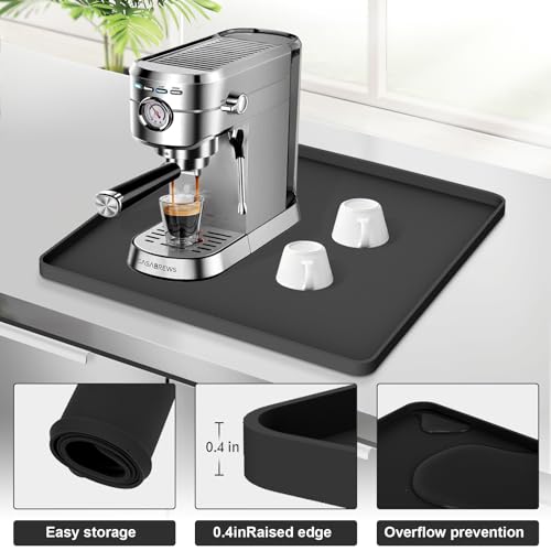 Anti-Vibration Silicone Coffee Mat 16"x16" - Noise Reduction Under Espresso Machine