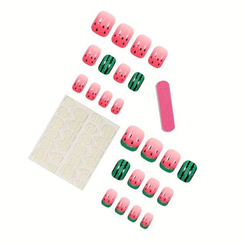 Watermelon Press On Nails - Short Square Acrylic Nail Art Set
