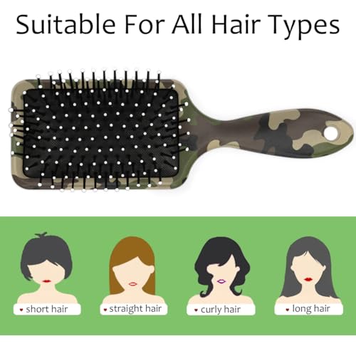LOMBARDIDEN Camo Detangling Hair Brush for Kids & Adults, Wet & Dry Hair