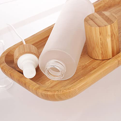 COSIDEA 4oz Frosted Glass Spray Bottles with Bamboo Lids - Liquid Perfume & Cosmetic Containers