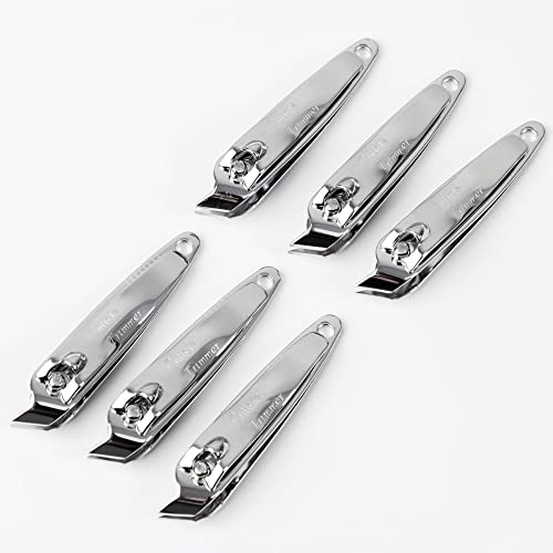 uxcell 6-Piece Slanted Edge Nail Clippers Set – Metal Fingernail & Toenail Cutters