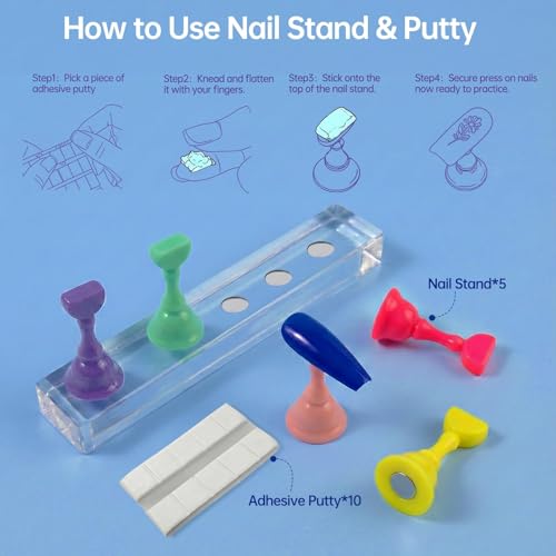 576-Piece Medium Coffin Press on Nails Set - 24 Glossy Colors