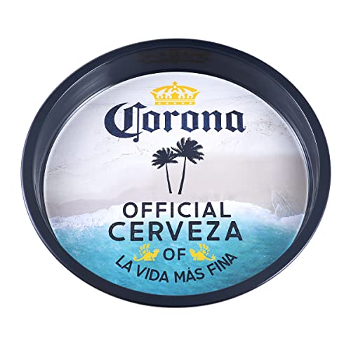 Large Round Corona Beverage Tray - 12.25" Tin Serving Tray