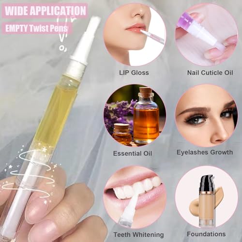Beaufun 42-Piece Empty Cuticle Oil Pen Set - 3ml Refillable Twist Pens