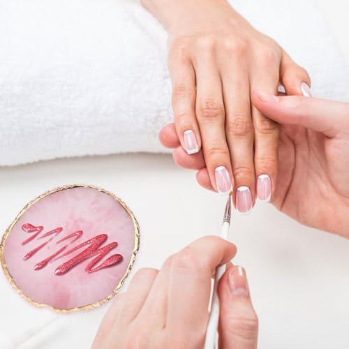 Ouligay Resin Nail Art Mixing Palette with Gold Edges - Pink