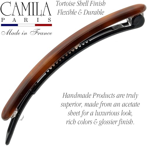 Camila Paris CP2250/2 French Tortoise Shell Hair Barrettes 2.5" for Women & Girls