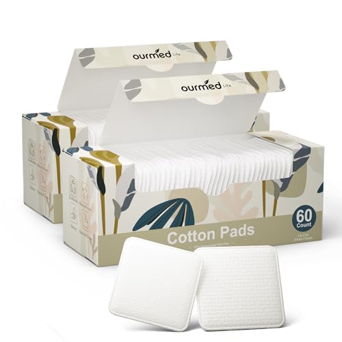 Ourmed Life Large Cotton Pads - 3x3 Makeup Remover, 120 ct