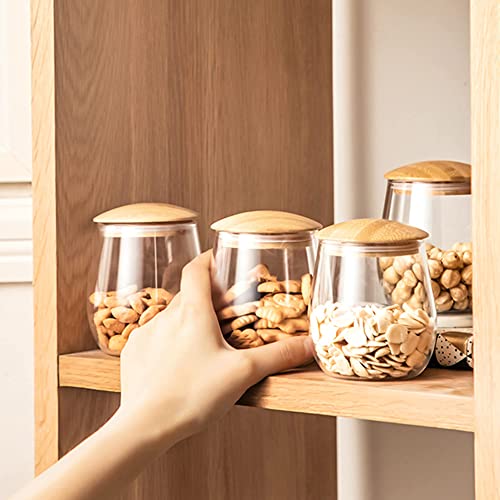 MOLADRI 400 ML Clear Glass Storage Jar with Airtight Bamboo Lid