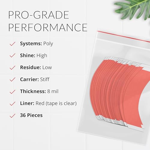 Walker Tape Sensi-Tak CC Contour Pre-Cut Strips 36 Pack - Clear Wig Tape for Poly & Lace Front Hair Systems