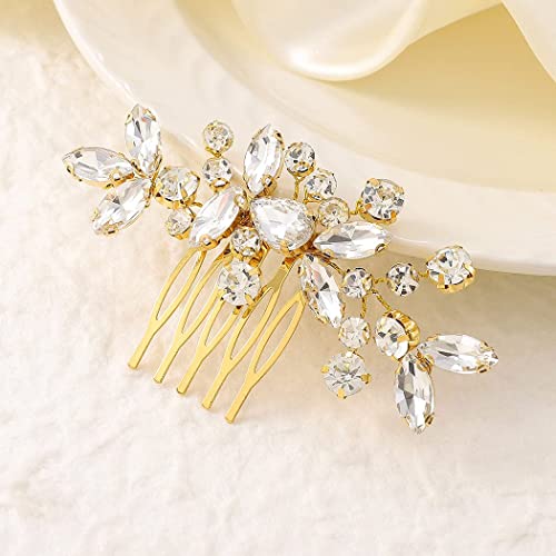 JAKAWIN Bridal Hair Comb Rhinestone Wedding Hair Accessories Silver Gold Rose Gold