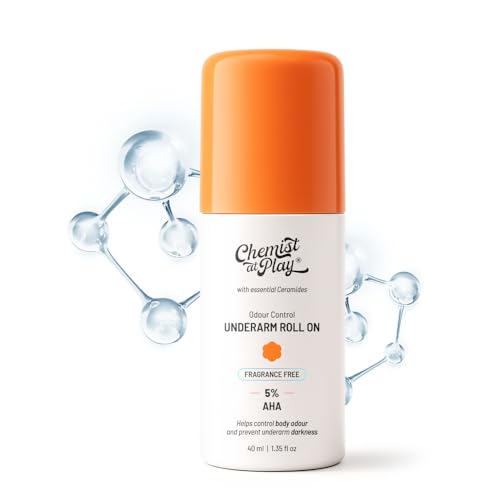 Chemist at Play Fragrance-Free Underarm Roll-On with 5% AHA, Brightening & Exfoliating, 1.35 fl oz - Sensitive Skin
