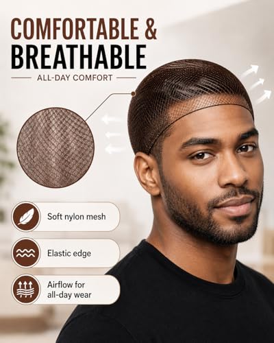 Smilco 20-Pack Men's Hair Nets for Short/Medium Styles - Brown