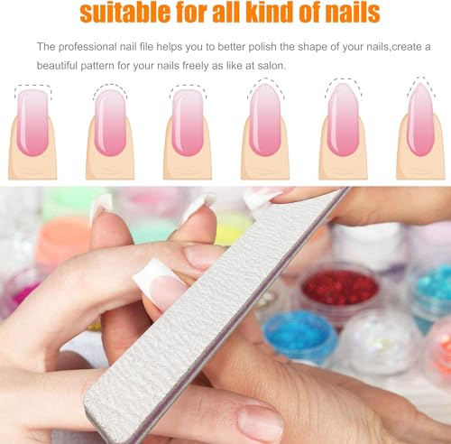 Grey Thick 80/80 Grit Double Sided Nail Files 27pcs for Acrylic Nails - Salon Quality