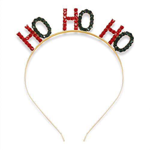 HSWE HOHOHO Colorful Christmas Headbands for Women - Rhinestone Holiday Hair Accessories