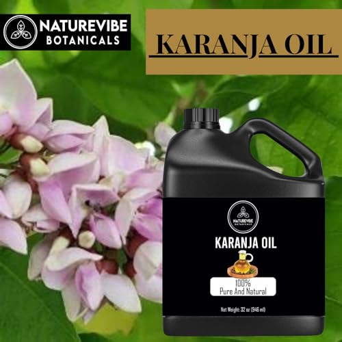 Naturevibe Botanicals Karanja Oil 32oz - 100% Pure Cold Pressed Body Oil for Skin & Hair Care