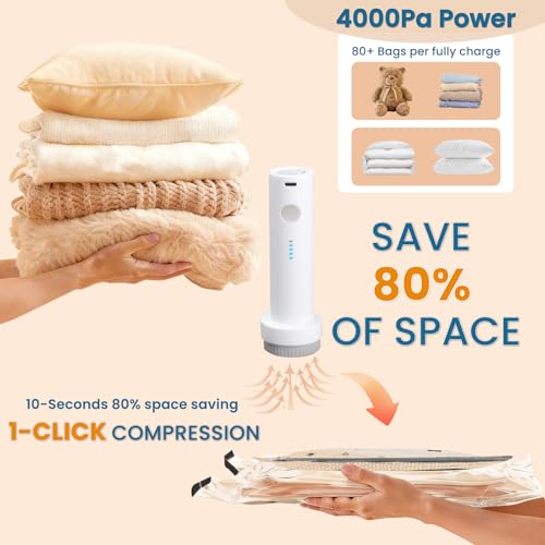 Travel Vacuum Bags with Rechargeable Pump - 12 PCS Space Saver