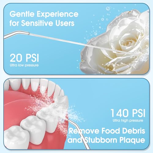 Cemobene Cordless Water Flosser, 300ML Portable Oral Irrigator with 6 Tips