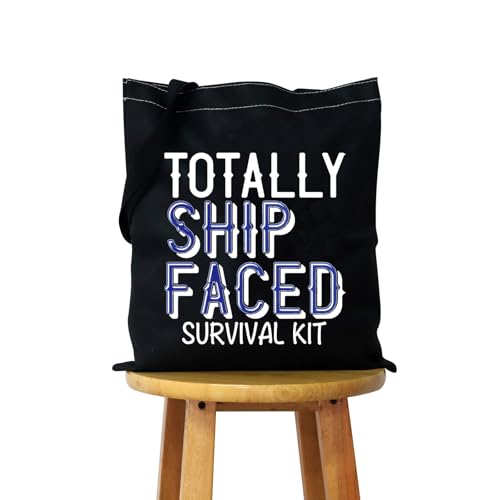 WCGXKO Totally Ship Faced Black Zipper Makeup Travel Bag for Cruises & Bachelorette Parties - Faced Tote