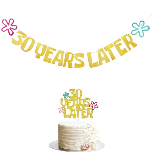 30th Birthday Party Supplies - Glitter Banner & Cake Topper