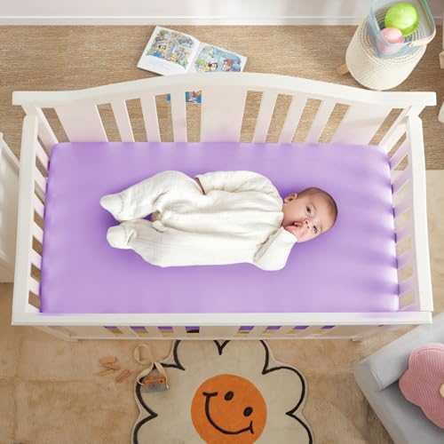 Horbaunal 2 Pack Satin Mini Crib Sheets for Sensitive Skin - Blush Pink & Violet