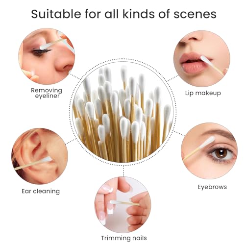 1000Pcs Long White Wooden Cotton Swabs - Lint Free Applicators