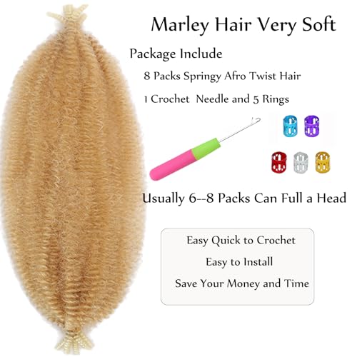 Miyamarch 12 Inch Pre-Separated Springy Afro Twist Hair - 8 Packs, 27/613#